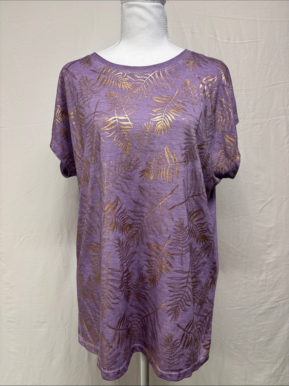 Purple Metallic Fern Print Women's Top